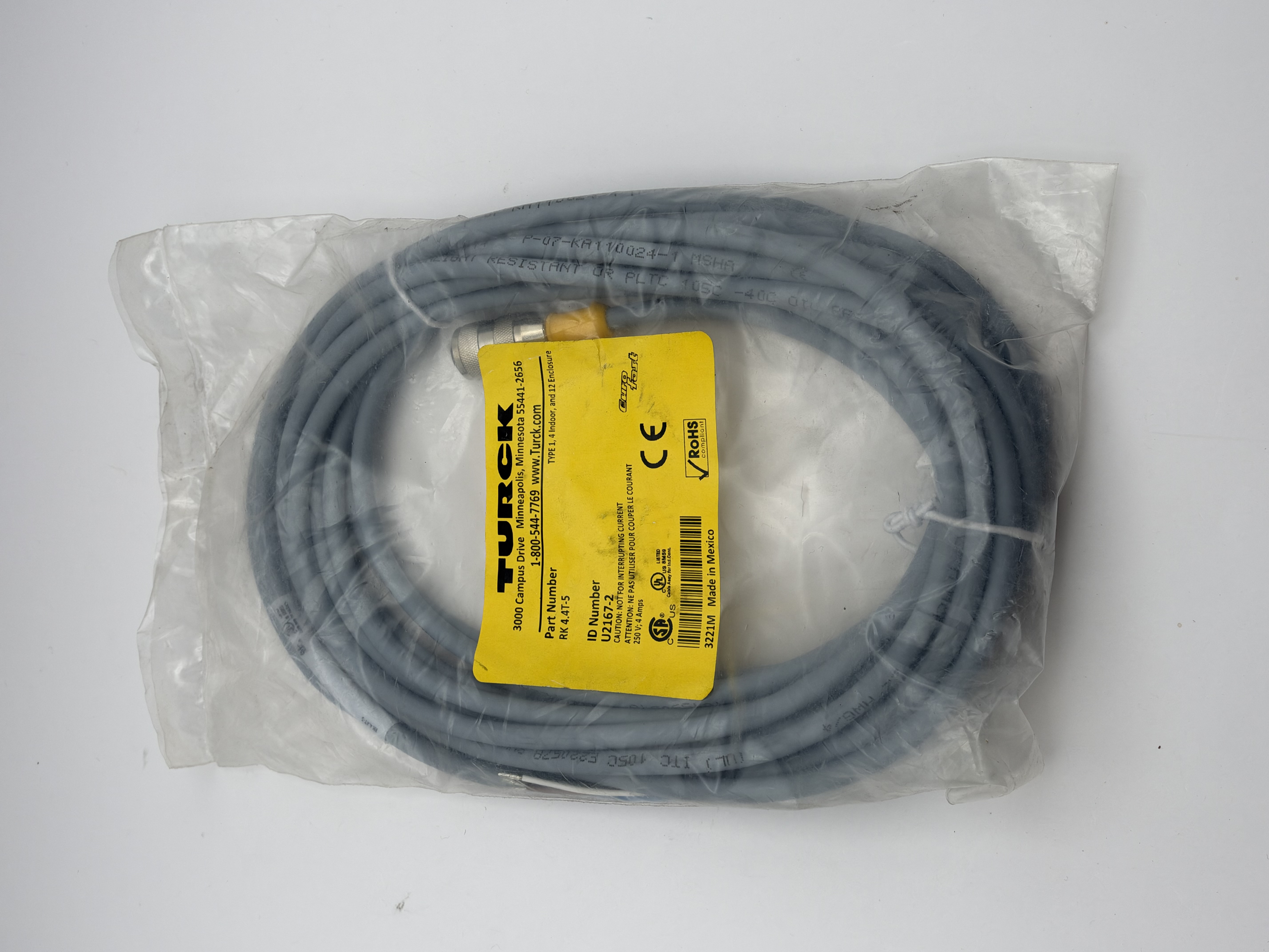 RK 4.4T-5 U2167-2 eurofast Sensor Cordset Cable NEW